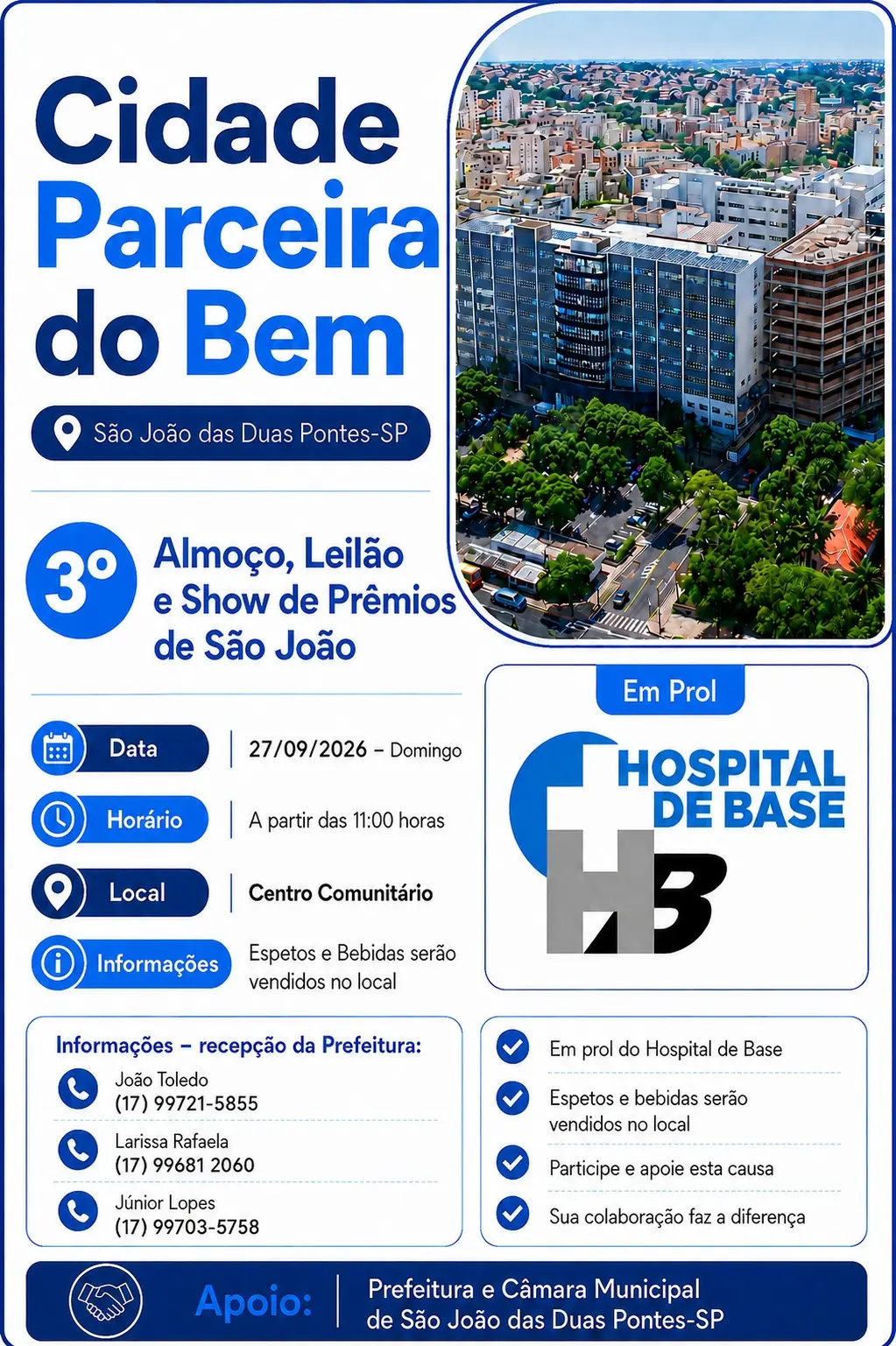3º Almoço, Leilão e Show de Prêmios de São João das Duas Pontes-SP